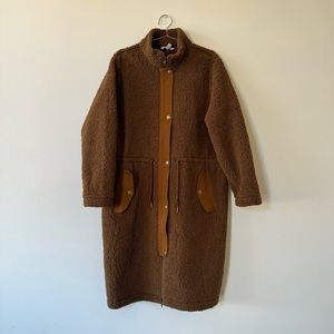 Garnet Hill Cozy Longline Sherpa Teddy Fleece Coat